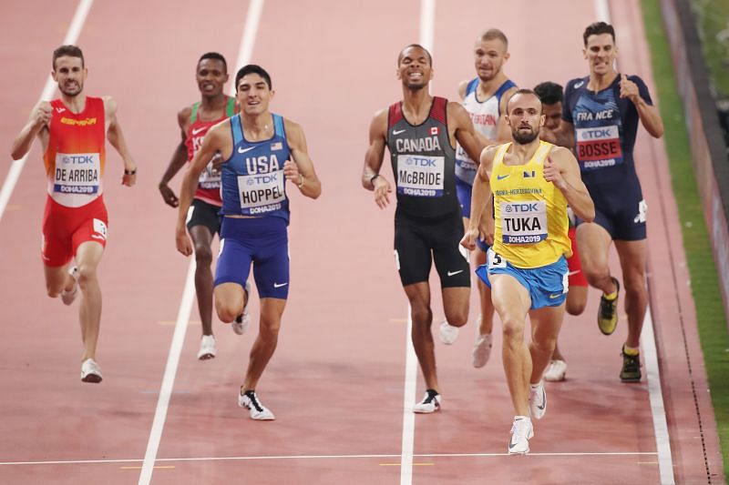 Amel Tuka of Bosnia and Herzegovina in action in the Men&#039;s 800 Metres heats during the 2019 IAAF World Athletics Championships in Doha (Photo by Christian Petersen/Getty Images)