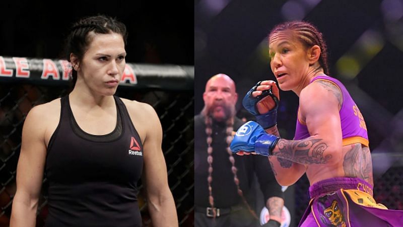 Cris Cyborg (right) wants to make her third Bellator featherweight title defense against Cat Zingano (left)