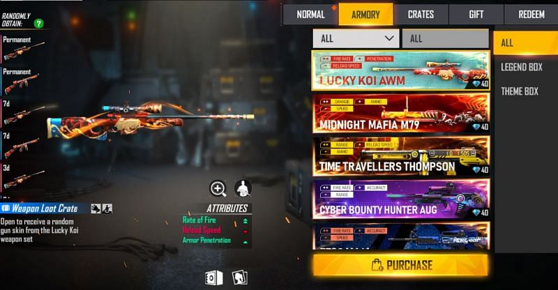 The Lucky Koi Weapon Loot Crate in Free Fire