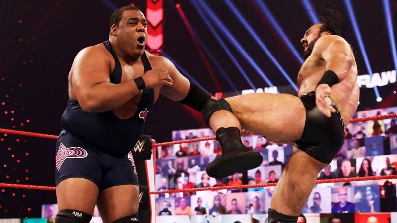 Drew McIntyre and Keith Lee during their match on RAW