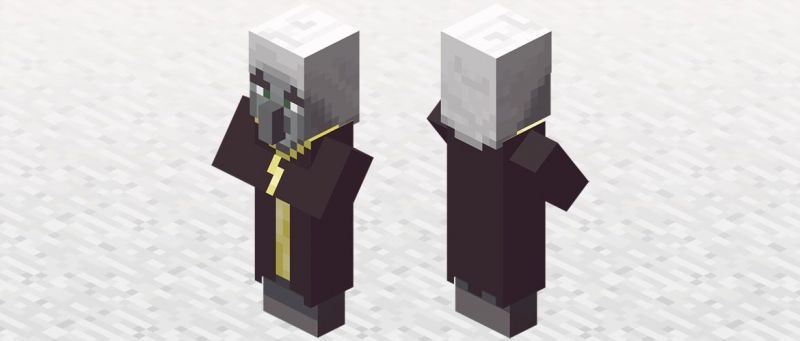 A front and back view of the formidable Evoker (Image via Mojang)