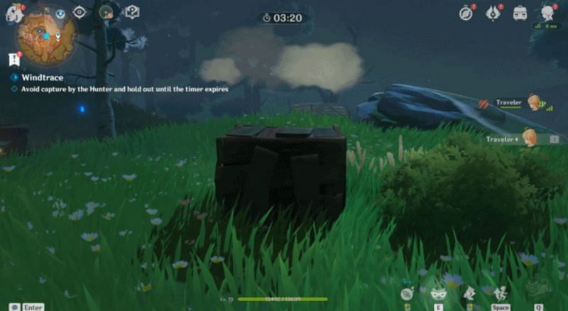 A player, disguised as a crate (Image via miHoYo)