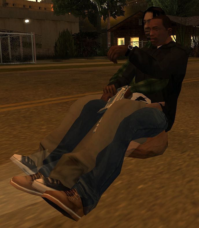 A driver and a passenger &quot;inside&quot; an RC vehicle (Image via GTA Wiki)