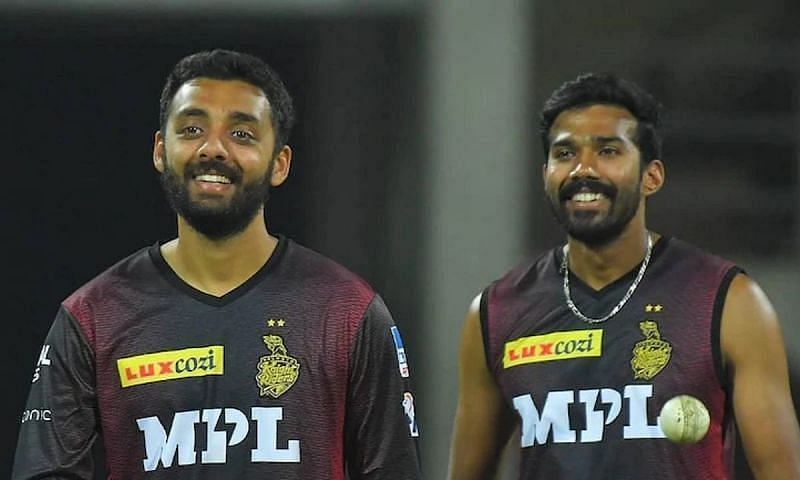 Varun Chakravarthy (L) and Sandeep Warrier were the first to test Covid-19 positive in IPL 2021.