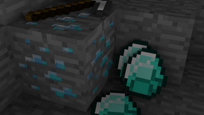 Diamond ore with diamonds (Image via wallpapersafari)