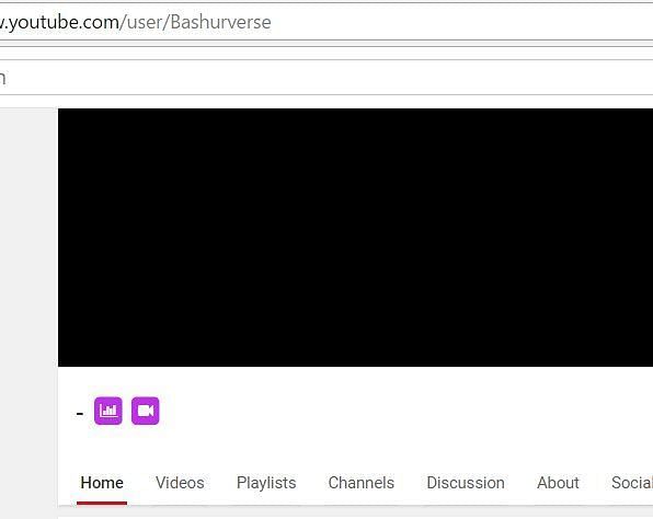 Bashur&#039;s blank YouTube Channel (Image via Bashurverse on YouTube)