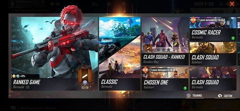 Modes in Free Fire. Image via Free Fire