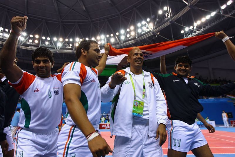 Indian Kabaddi team after winning the gold medal at the 2010 Asian Games