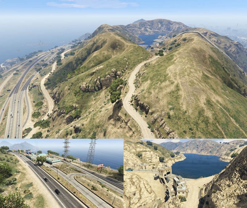 The radio signal in GTA 5 is adversely affected when the player drives near some mountains in GTA 5&#039;s countryside (Image via GTA Wiki)