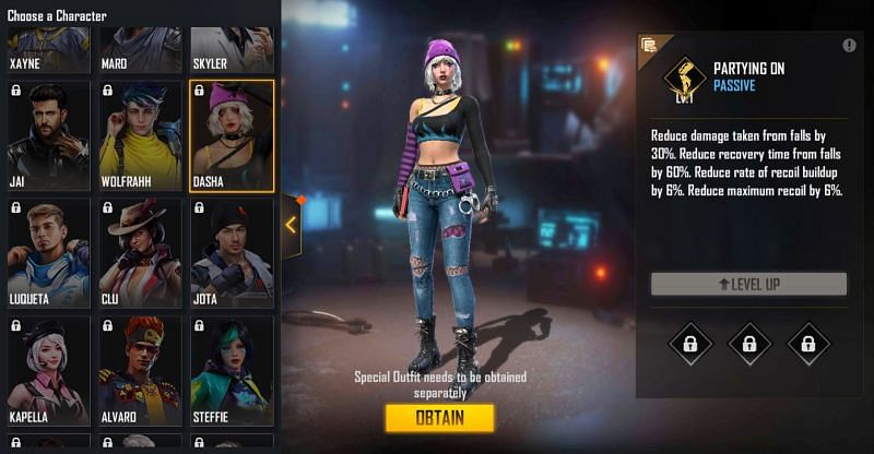 Dasha character in Free Fire