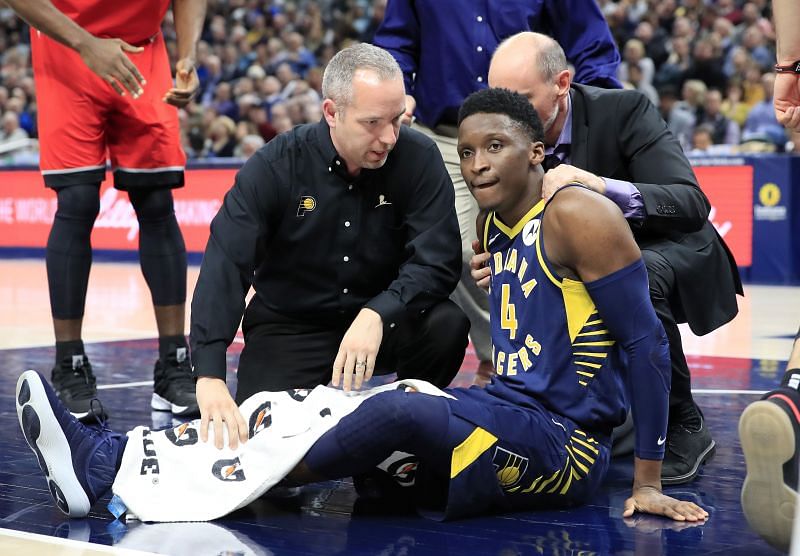 Oladipo after suffering the quad injury in 2019