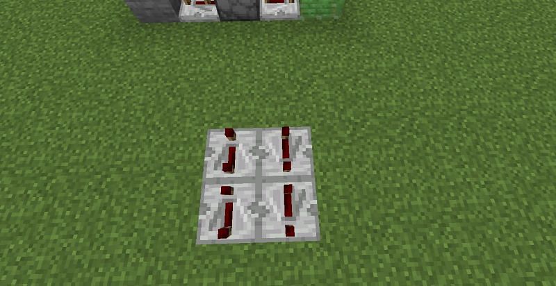 Place four repeaters (Image via Minecraft)