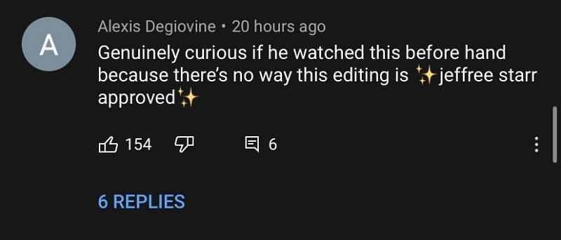 Fans comment on the editing style of Jeffree&#039;s newest video 3/4 (Image via YouTube)