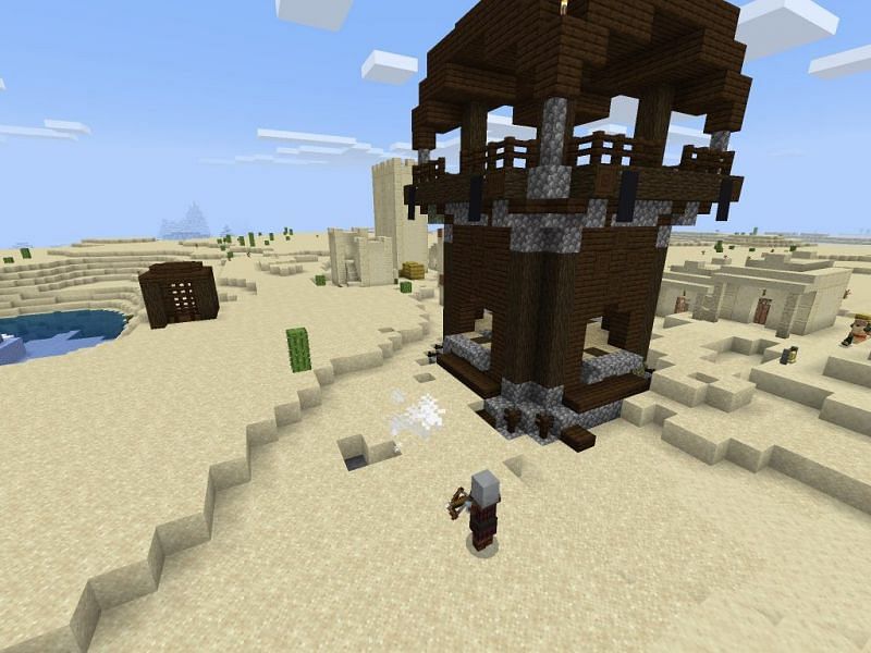 Pillager outpost in the desert (Image via minecraftseedhq)