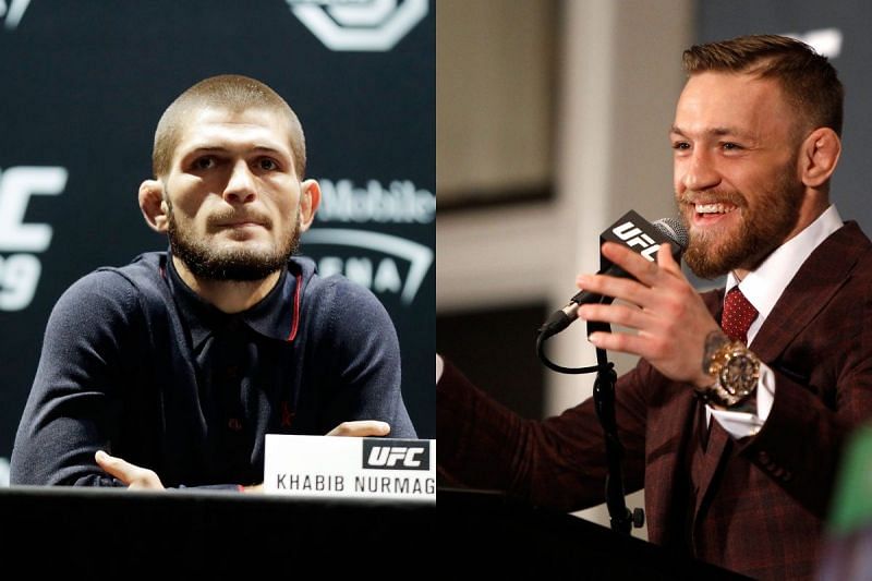 Conor McGregor (right) takes shots at Khabib Nurmagomedov (left) in deleted tweets