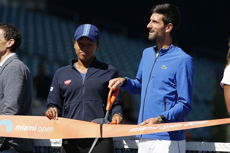 Naomi Osaka (L) and Novak Djokovic