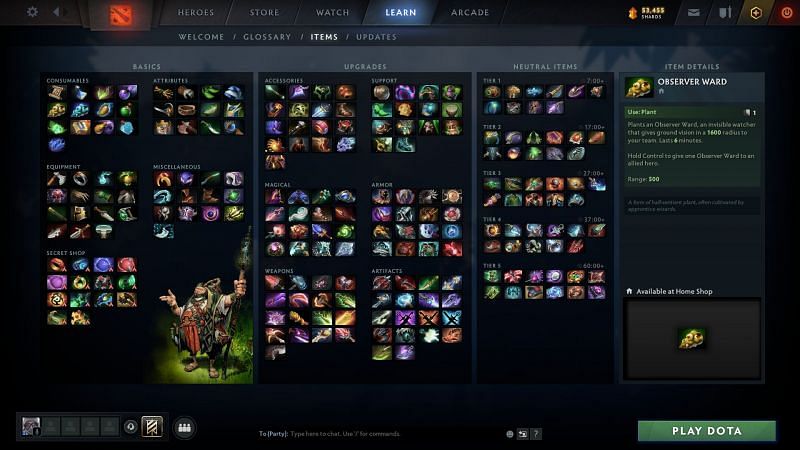 All available items in Dota 2 (Image via Valve)