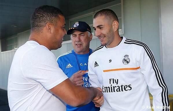 Karim Benzema (right) idolised Ronaldo Nazario (left). Pic courtesy Real Madrid