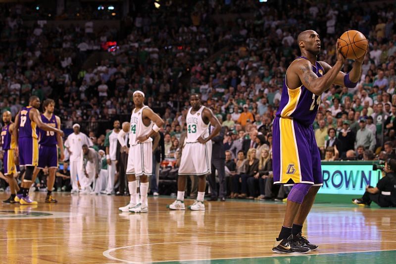 Kobe Bryant #24 of the Los Angeles Lakers attempts a technical free throw - 2010 NBA Finals.