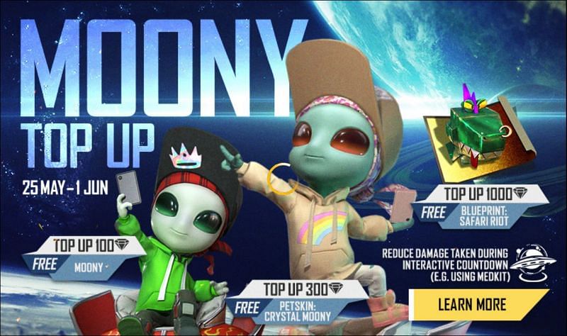 A new top-up event in Free Fire provides Moony as a reward