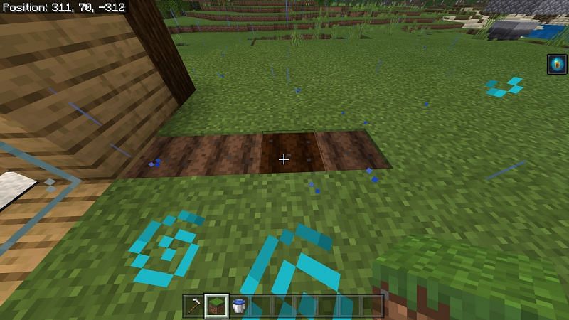 Tilling ground to plant melon seeds in Minecraft
