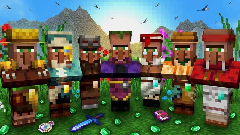 A cool image showcasing some of the Villagers&#039; professions (Image via onovia)