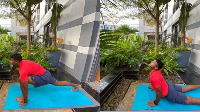 WTC Final: "Yoga se hi hoga"- Mayank Agarwal keeps himself fit with some yogasanas in quarantine