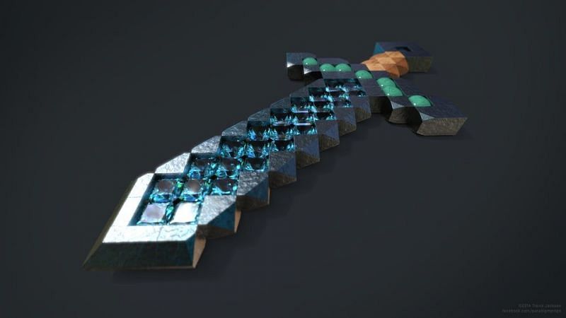 Excellent render of a diamond sword (Image via u/nexnox on Reddit)