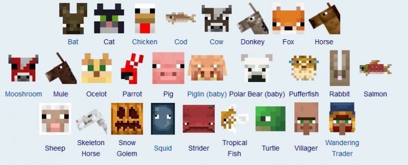 All Minecraft Animals List : Minecraft Earth Mobs List Minecraft Earth