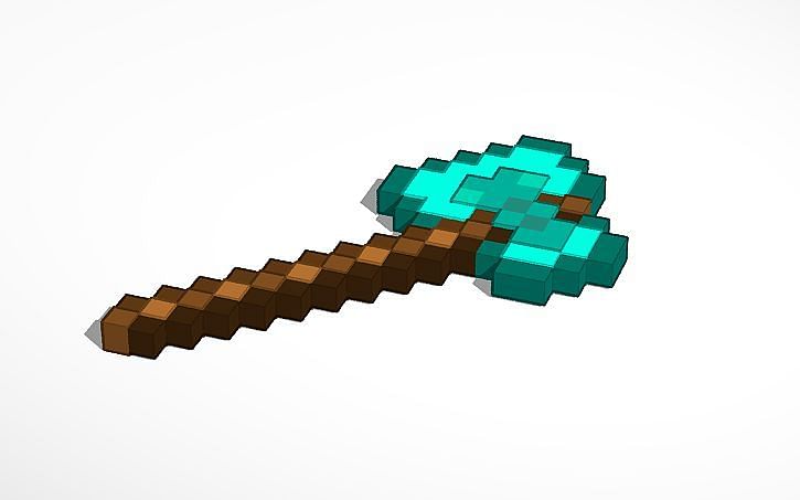 A 3D diamond pickaxe (Image via tinkercad)