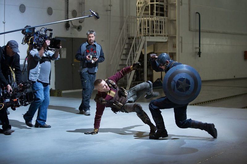 Georges St-Pierre shooting for Captain America: The Winter Soldier with Chris Evans