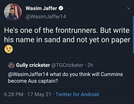 Wasim Jaffer referred to the infamous ball-tampering scandal in this tweet