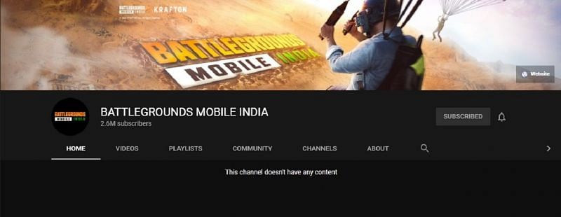 All videos have been deleted on the YouTube channel of PUBG Mobile India