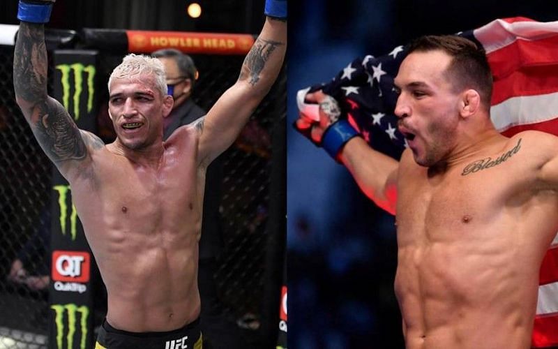 Charles Oliveira (left) and Michael Chandler (right)