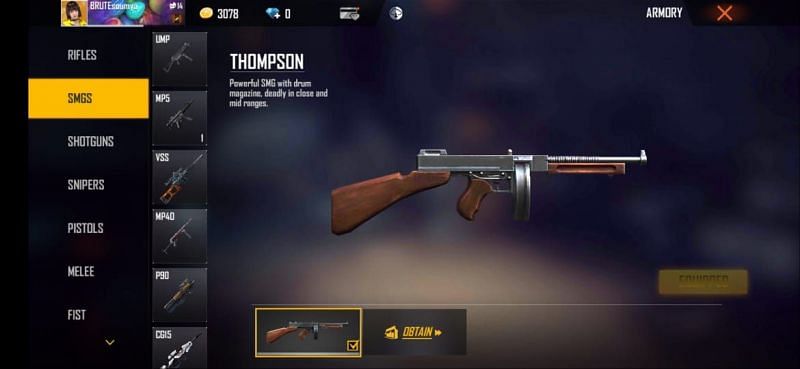 The Thompson in Free Fire