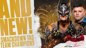 Rey and Dominik Mysterio capture the WWE SmackDown Tag Team titles at WrestleMania Backlash