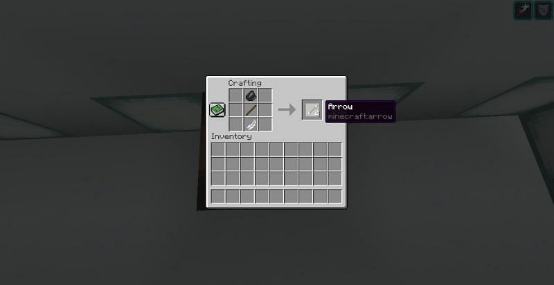 Players can craft arrows with a flint, stick, and feather.(Image via Minecraft)