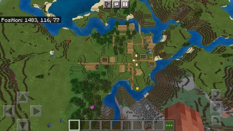 Spawn near a village and ravine (Image via u/gkleinmann)