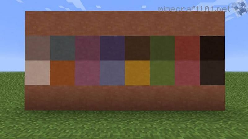 The different colors of terracotta (Image via Minecraft101)
