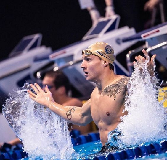Notice the Olympic Rings on Dressel&#039;s right arm