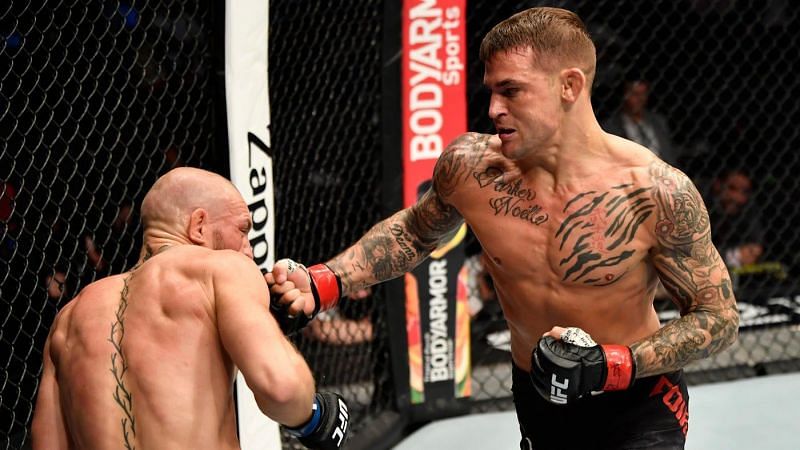 Conor McGregor (left); Dustin Poirier (right)