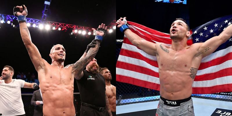 Charles Oliveira (left) and Michael Chandler (right)