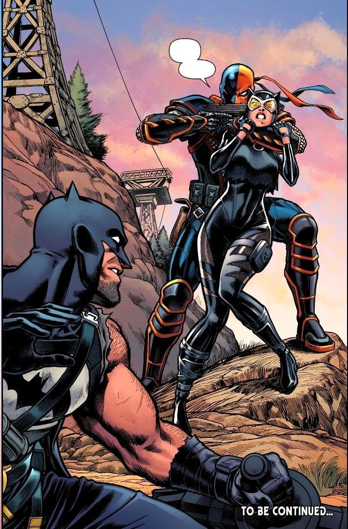 Death Stroke holding Catwoman hostage (Image via YouTube (I Talk))