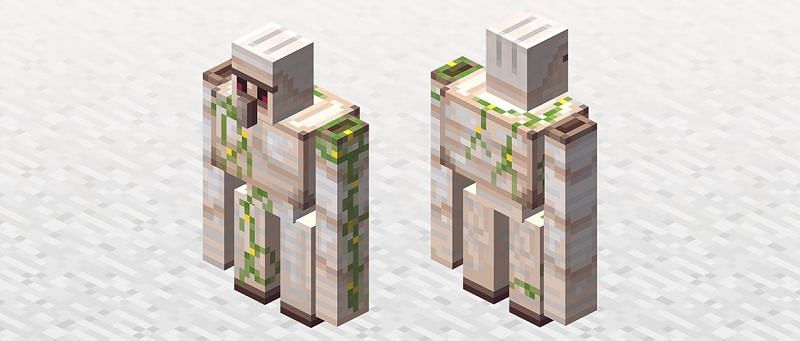 A front and back view of the Iron Golem (Image via Mojang)