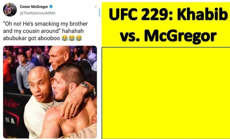 Conor McGregor&#039;s tweet (left)