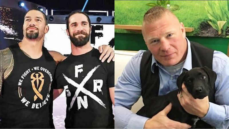 Roman Reigns, Seth Rollins, and Brock Lesnar