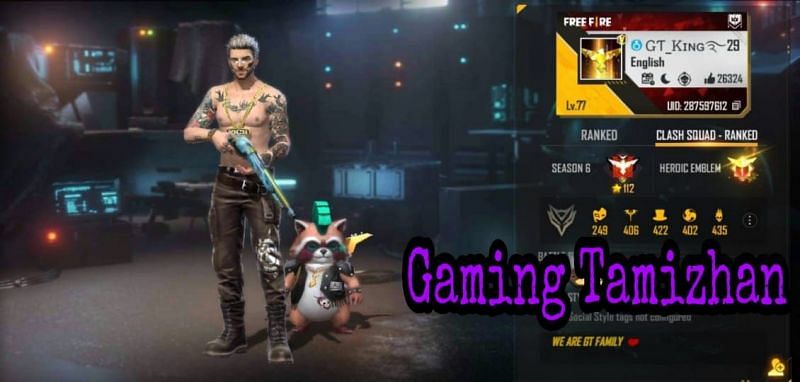 Gaming Tamizhan(GT King) की Free Fire ID 