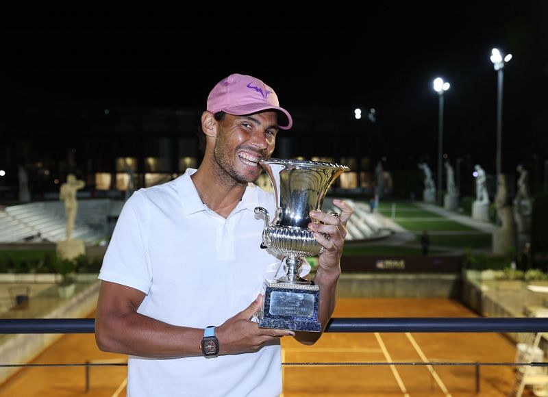 Rafael Nadal with his 2021 Italian Open title