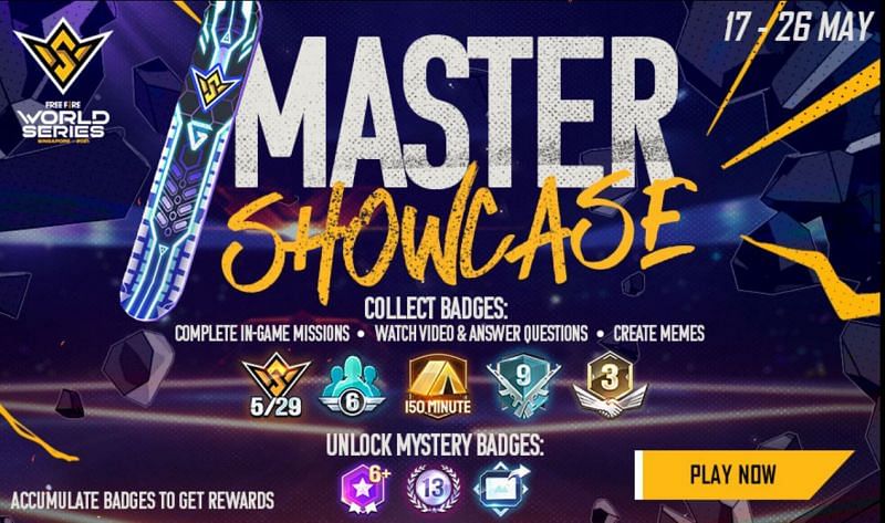 The Master Showcase event in Free Fire will draw to a close on May 26th