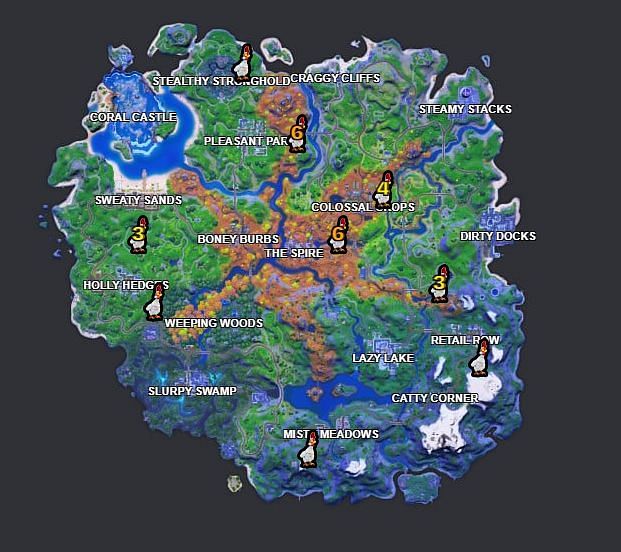 Fortnite chicken locations. Image via fortnite.gg